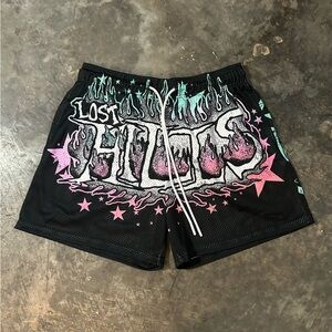 Lost Hills - Pink Mint Green Stars Mesh Shorts XLarge